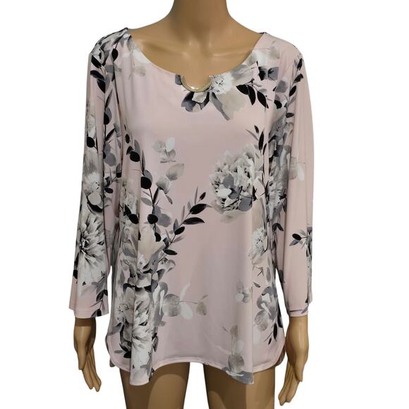 Calvin Klein Tops - Calvin Klein Pink Floral Print 3/4 Sleeve Top XL NWT